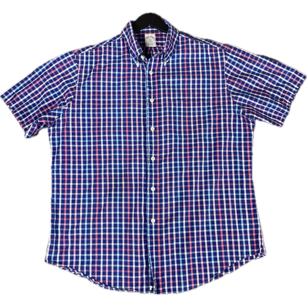 Brooks Brothers Navy, Pink & Light Blue Plaid Button-Down Shirt - Picture 2 of 12